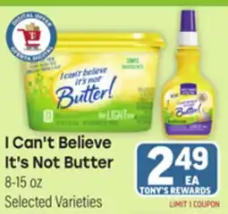 Tony’s Fresh Market I Can't Believe It's Not Butter offer