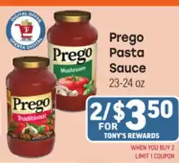 Tony’s Fresh Market Prego Pasta Sauce offer