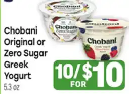 Tony’s Fresh Market Chobani Original or Zero Sugar Greek Yogurt offer