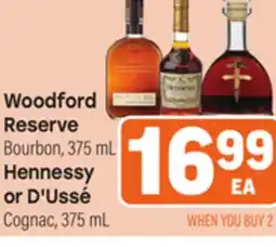 Tony’s Fresh Market Woodford Reserve Bourbon, 375mL Hennessy or D' Ussé Cognac, 375mL offer