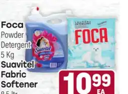 Tony’s Fresh Market Foca Powder Powder Detergent 5 Kg, Suavitel Fabric Softener 8.5ltr offer