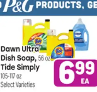 Tony’s Fresh Market Dawn Ultra Dish Soap, 56oz Tide Simply 105-117oz offer