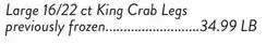 Fresh Thyme Large 16/22 ct King Crab Legs offer