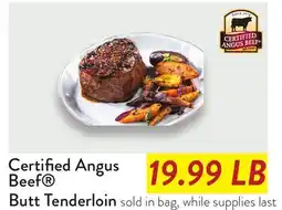 Fresh Thyme Certified Angus Beef Butt Tenderloin offer