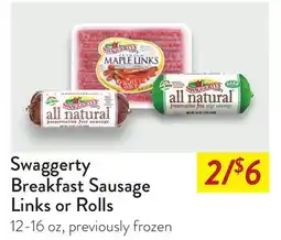 Fresh Thyme Swaggerty Breakfast Sausage Links or Rolls offer
