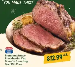 Sprouts Farmers Market Premium Angus Presidential Cut Bone-In Standing Beef Rib Roast offer