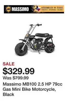 Tractor Supply Company Massimo MB100 2.5 HP 79cc Gas Mini Bike Motorcycle, Black offer
