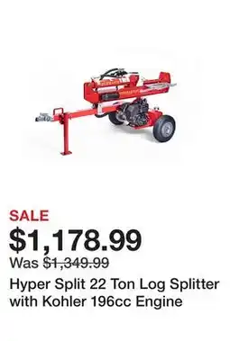 Tractor Supply Company Hyper Split 22 Ton Log Splitter with Kohler 196cc Engine offer