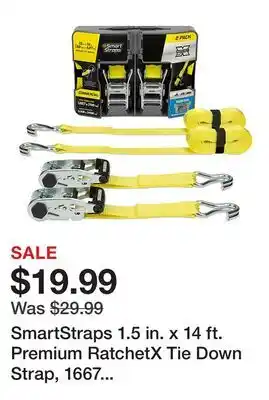 Tractor Supply Company SmartStraps 1.5 in. x 14 ft. Premium RatchetX Tie Down Strap, 1667 lb., Yellow, 2 pk offer