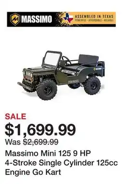 Tractor Supply Company Massimo Mini 125 9 HP 4-Stroke Single Cylinder 125cc Engine Go Kart offer