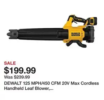 Tractor Supply Company DEWALT 125 MPH/450 CFM 20V Max Cordless Handheld Leaf Blower, Battery and Charger Included offer