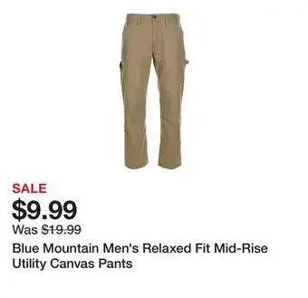 Tractor Supply Company Blue Mountain Men's Relaxed Fit Mid-Rise Utility Canvas Pants offer