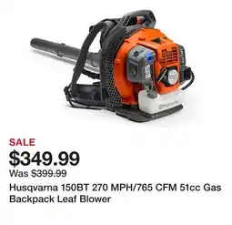 Tractor Supply Company Husqvarna 150BT 270 MPH/765 CFM 51cc Gas Backpack Leaf Blower offer