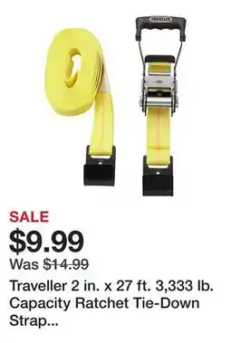 Tractor Supply Company Traveller 2 in. x 27 ft. 3,333 lb. Capacity Ratchet Tie-Down Strap with Flat Hook, Yellow offer