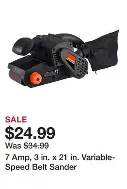 Harbor Freight Tools 7 Amp, 3 in. x 21 in. Variable-Speed Belt Sander offer
