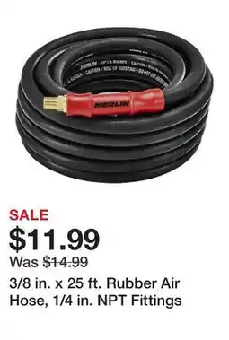 Harbor Freight Tools 3/8 in. x 25 ft. Rubber Air Hose, 1/4 in. NPT Fittings offer