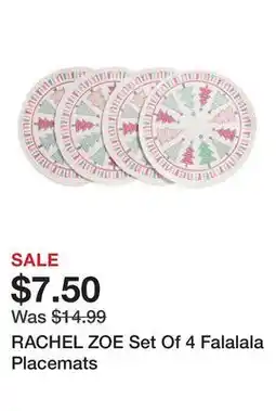 Marshalls RACHEL ZOE Set Of 4 Falalala Placemats offer