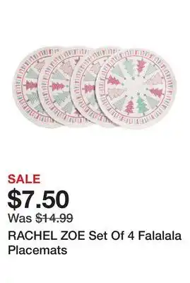 Marshalls RACHEL ZOE Set Of 4 Falalala Placemats offer