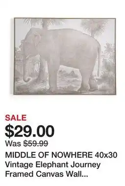 Marshalls MIDDLE OF NOWHERE 40x30 Vintage Elephant Journey Framed Canvas Wall Art offer
