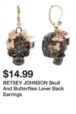 Marshalls BETSEY JOHNSON Skull And Butterflies Lever Back Earrings offer