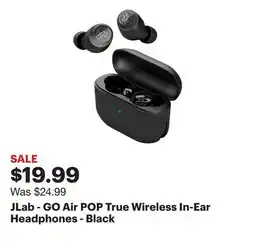 Best Buy JLab - GO Air POP True Wireless In-Ear Headphones - Black offer