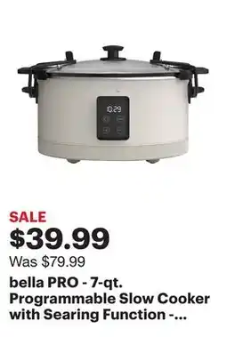 Best Buy bella PRO - 7-qt. Programmable Slow Cooker with Searing Function - Oatmilk offer