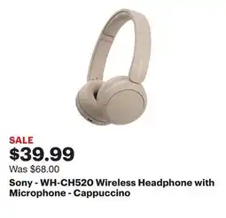 Best Buy Sony - WH-CH520 Wireless Headphone with Microphone - Cappuccino offer