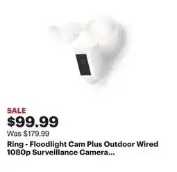 Best Buy Ring - Floodlight Cam Plus Outdoor Wired 1080p Surveillance Camera - White offer