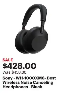 Best Buy Sony - WH-1000XM6- Best Wireless Noise Canceling Headphones - Black offer