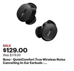 Best Buy Bose - QuietComfort True Wireless Noise Cancelling In-Ear Earbuds - Black offer