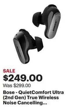 Best Buy Bose - QuietComfort Ultra (2nd Gen) True Wireless Noise Cancelling In-Ear Earbuds - Black offer