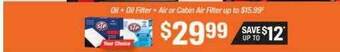 AutoZone Oil + Oil Filter + Air Or Cabin Air Filter offer