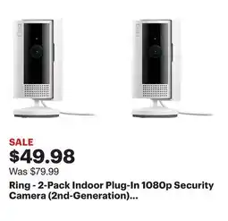 Best Buy Ring - 2-Pack Indoor Plug-In 1080p Security Camera (2nd-Generation) with Privacy Cover - White offer