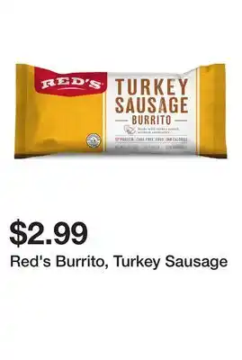 Wegmans Red's Burrito, Turkey Sausage offer
