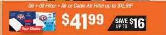 AutoZone Oil + Oil Filter + Air Or Cabin Air Filter offer