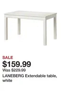 Ikea LANEBERG Extendable table, white offer