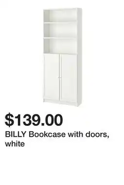 Ikea BILLY Bookcase with doors, white offer