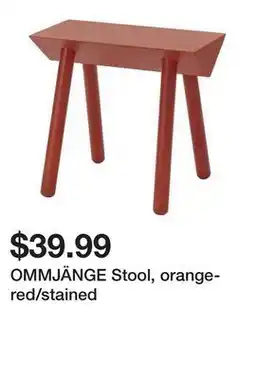 Ikea OMMJÄNGE Stool, orange-red/stained offer