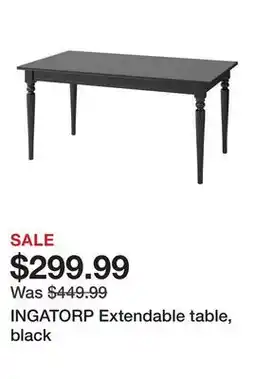 Ikea INGATORP Extendable table, black offer