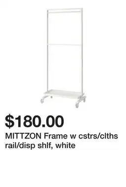 Ikea MITTZON Frame w cstrs/clths rail/disp shlf, white offer
