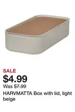Ikea HARVMATTA Box with lid, light beige offer