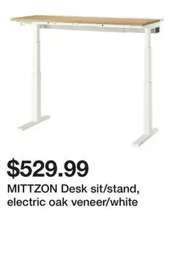 Ikea MITTZON Desk sit/stand, electric oak veneer/white offer