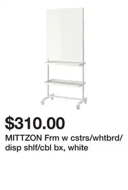 Ikea MITTZON Frm w cstrs/whtbrd/disp shlf/cbl bx, white offer