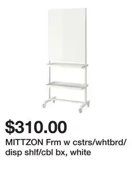 Ikea MITTZON Frm w cstrs/whtbrd/disp shlf/cbl bx, white offer