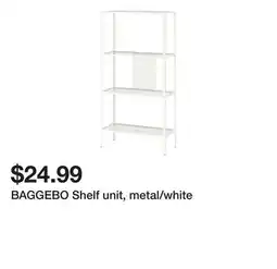 Ikea BAGGEBO Shelf unit, metal/white offer