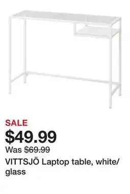 Ikea VITTSJÖ Laptop table, white/glass offer