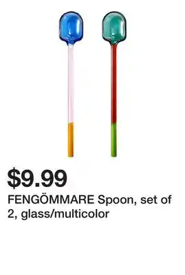 Ikea FENGÖMMARE Spoon, set of 2, glass/multicolor offer