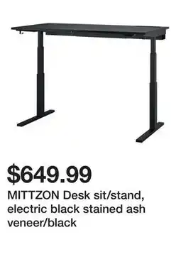 Ikea MITTZON Desk sit/stand, electric black stained ash veneer/black offer