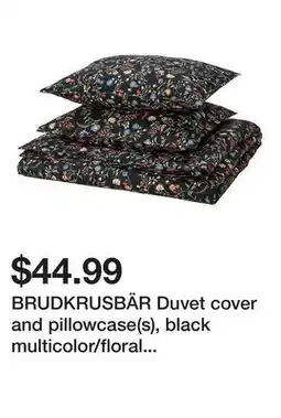 Ikea BRUDKRUSBÄR Duvet cover and pillowcase(s), black multicolor/floral pattern offer