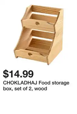 Ikea CHOKLADHAJ Food storage box, set of 2, wood offer